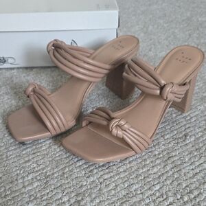 A New Day Tan Ania Knotted Heels, Size 9